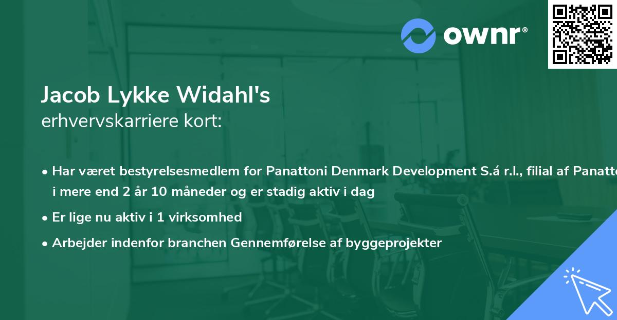 Jacob Lykke Widahl's erhvervskarriere kort