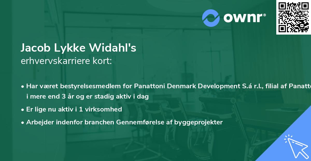 Jacob Lykke Widahl's erhvervskarriere kort
