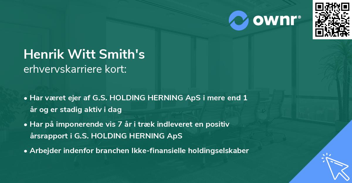 Henrik Witt Smith's erhvervskarriere kort