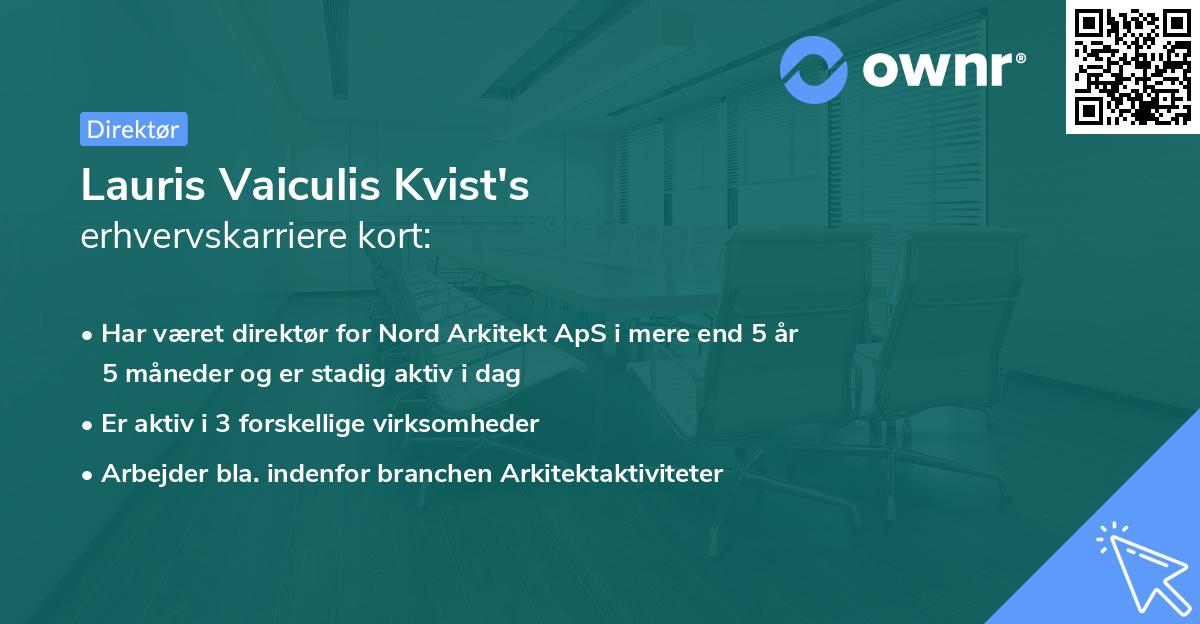 Lauris Vaiculis Kvist's erhvervskarriere kort