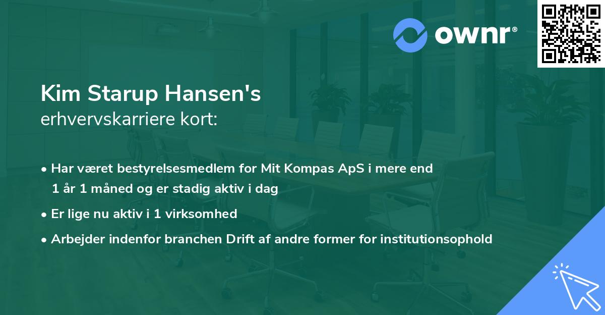 Kim Starup Hansen's erhvervskarriere kort