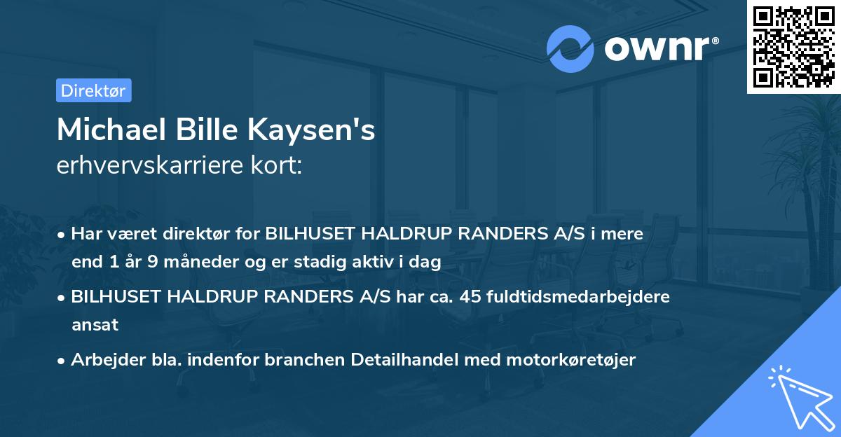 Michael Bille Kaysen's erhvervskarriere kort