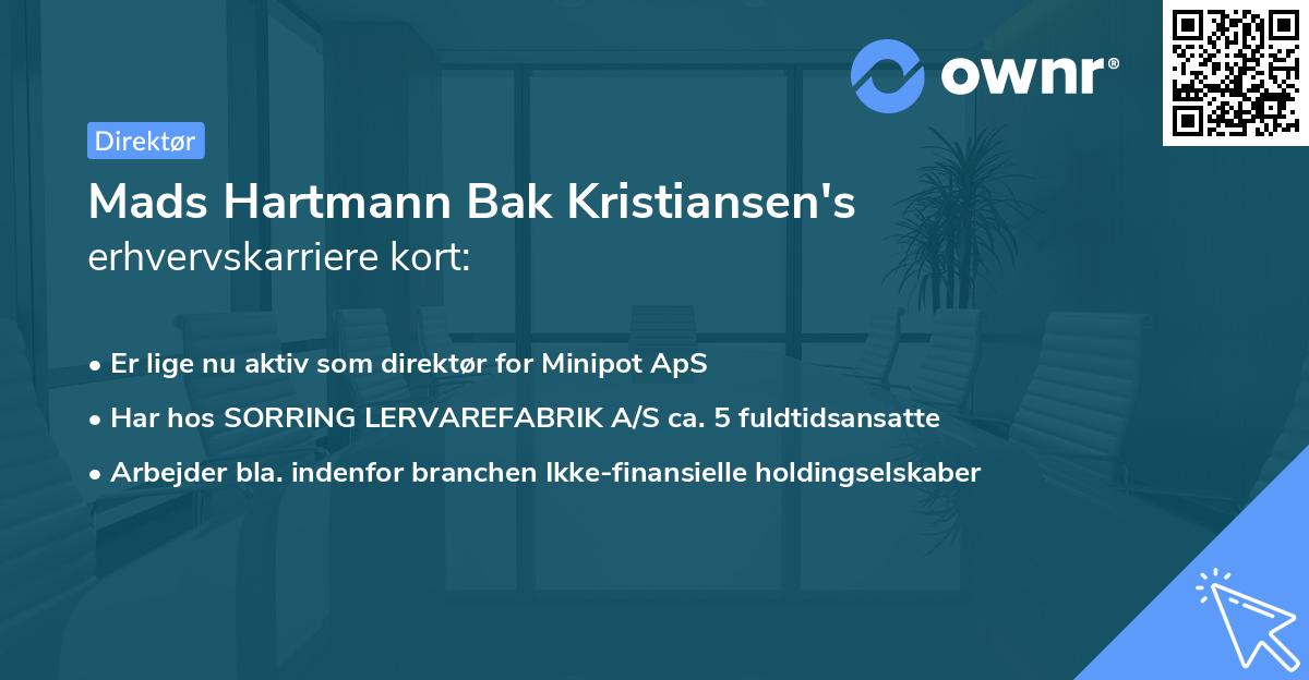 Mads Hartmann Bak Kristiansen's erhvervskarriere kort