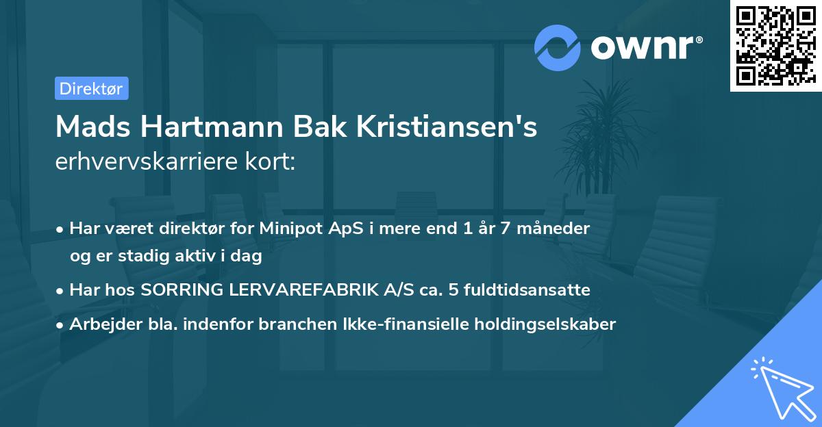 Mads Hartmann Bak Kristiansen's erhvervskarriere kort