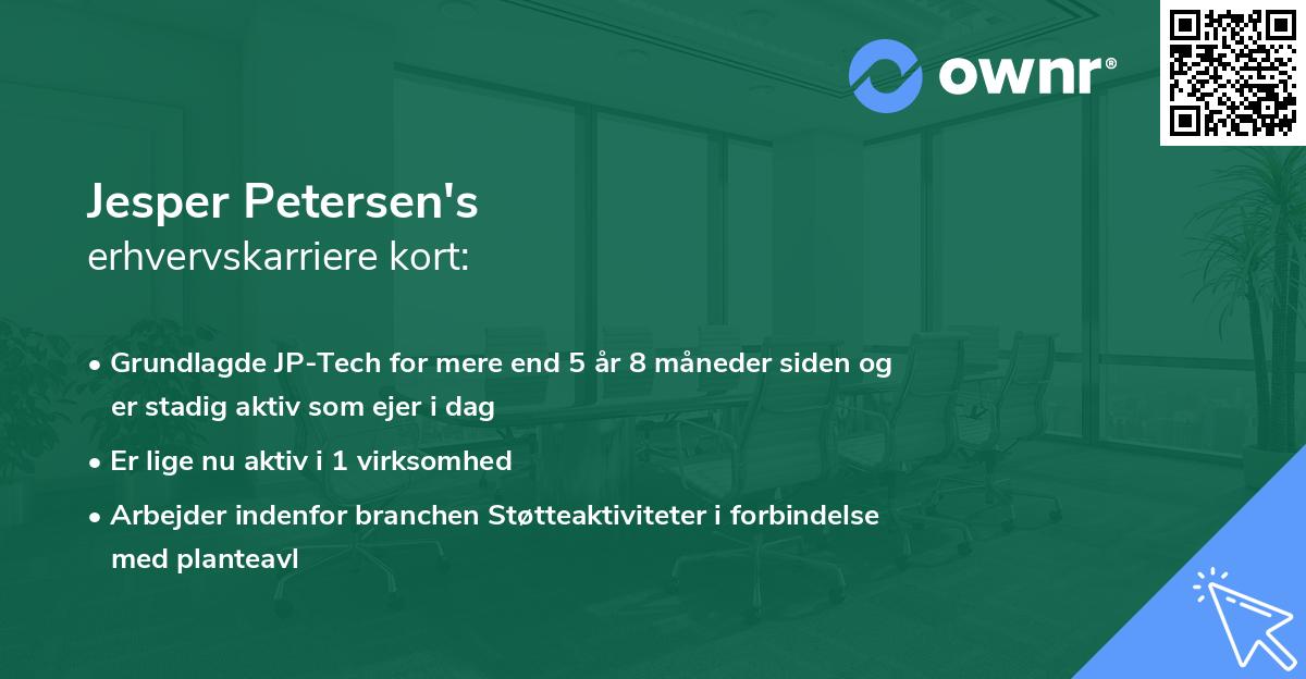 Jesper Petersen's erhvervskarriere kort