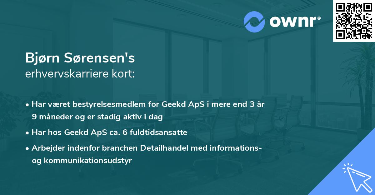 Bjørn Sørensen's erhvervskarriere kort