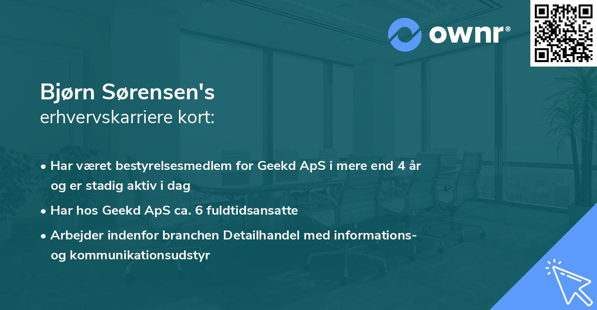 Bjørn Sørensen's erhvervskarriere kort