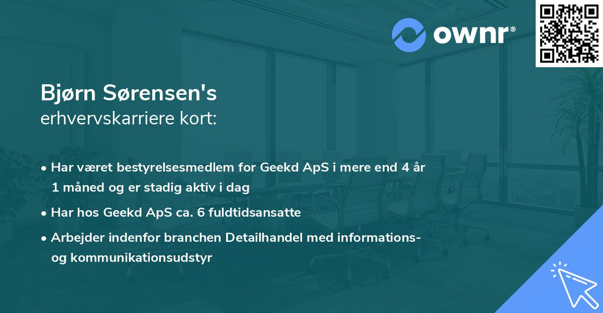 Bjørn Sørensen's erhvervskarriere kort