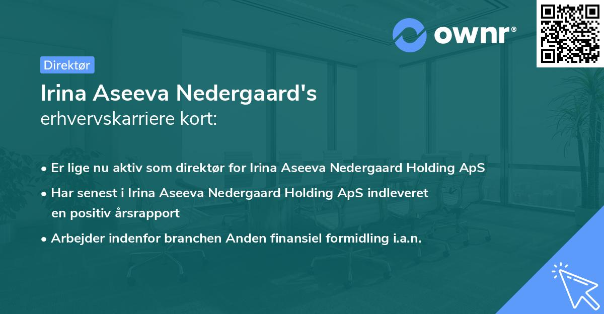 Irina Aseeva Nedergaard's erhvervskarriere kort
