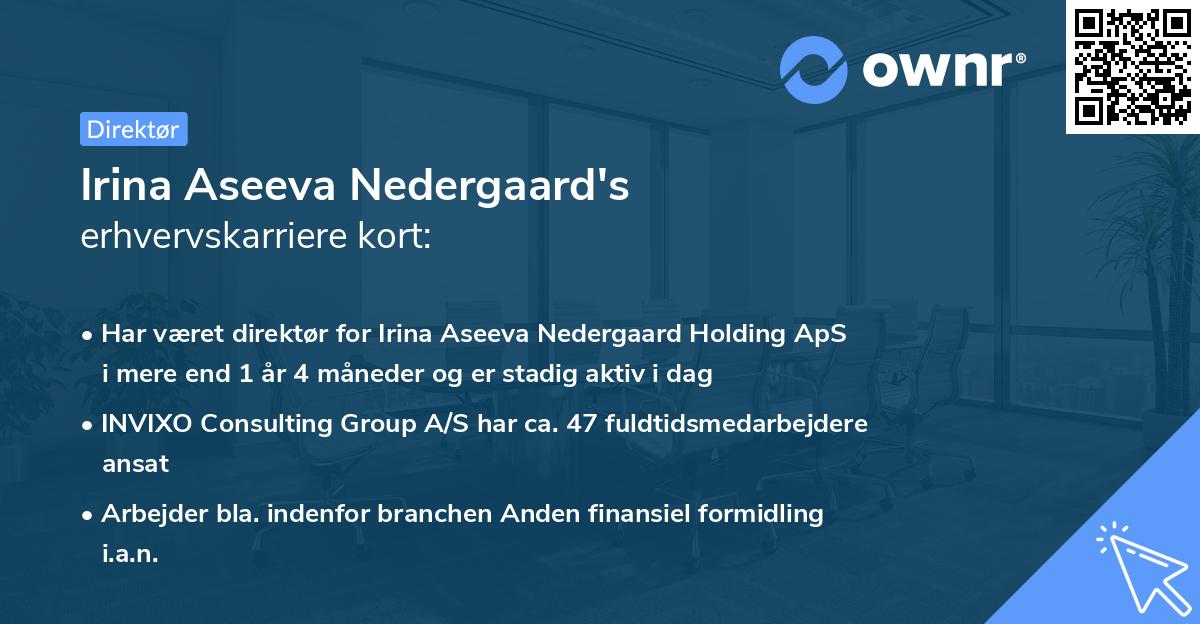 Irina Aseeva Nedergaard's erhvervskarriere kort