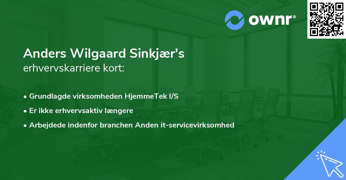 Anders Wilgaard Sinkjær's erhvervskarriere kort