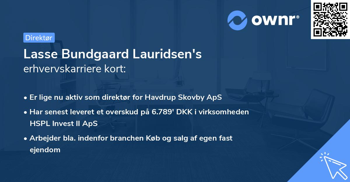 Lasse Bundgaard Lauridsen's erhvervskarriere kort