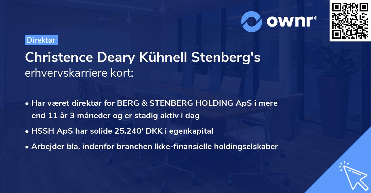 Christence Deary Kühnell Stenberg's erhvervskarriere kort