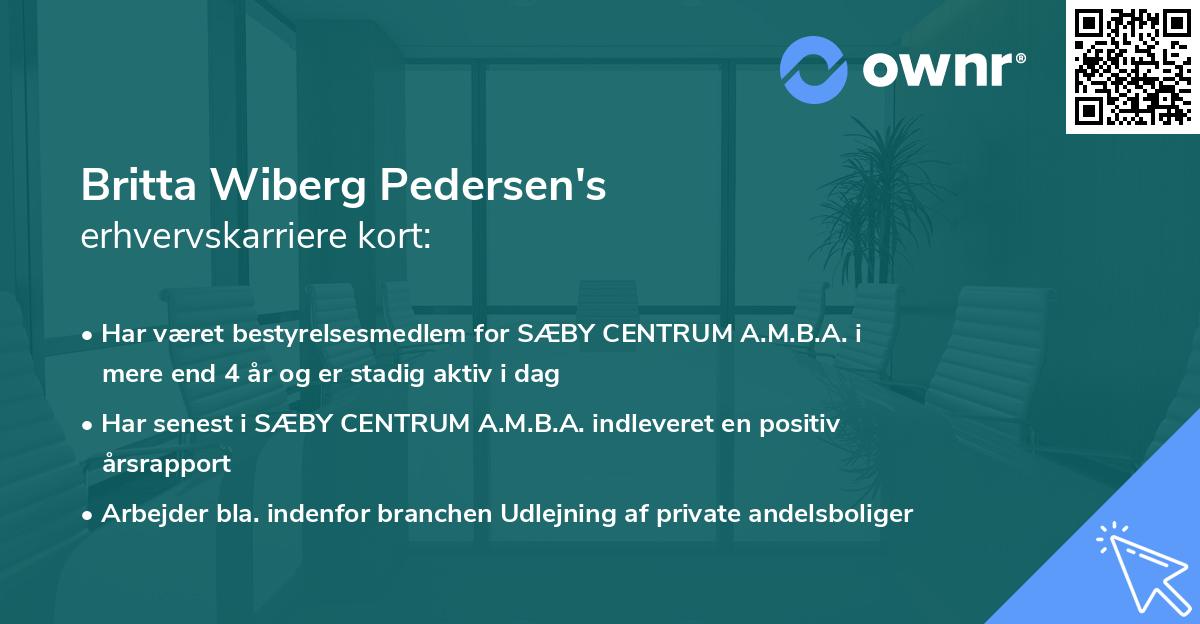 Britta Wiberg Pedersen's erhvervskarriere kort