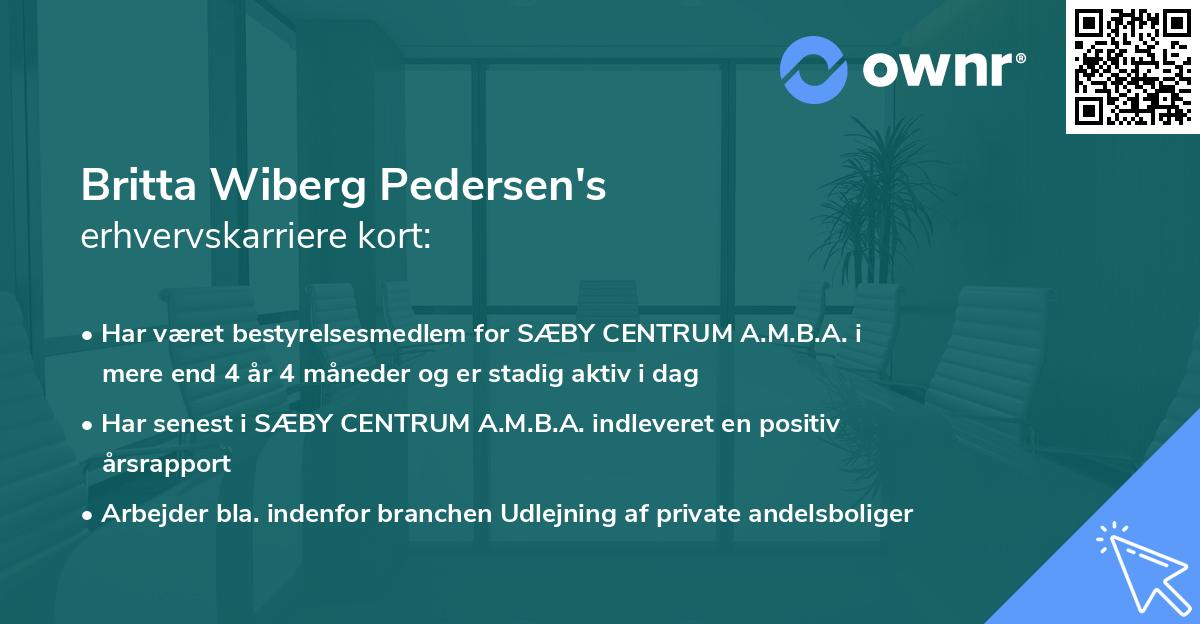 Britta Wiberg Pedersen's erhvervskarriere kort