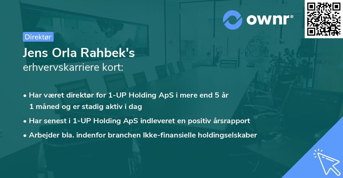 Jens Orla Rahbek's erhvervskarriere kort
