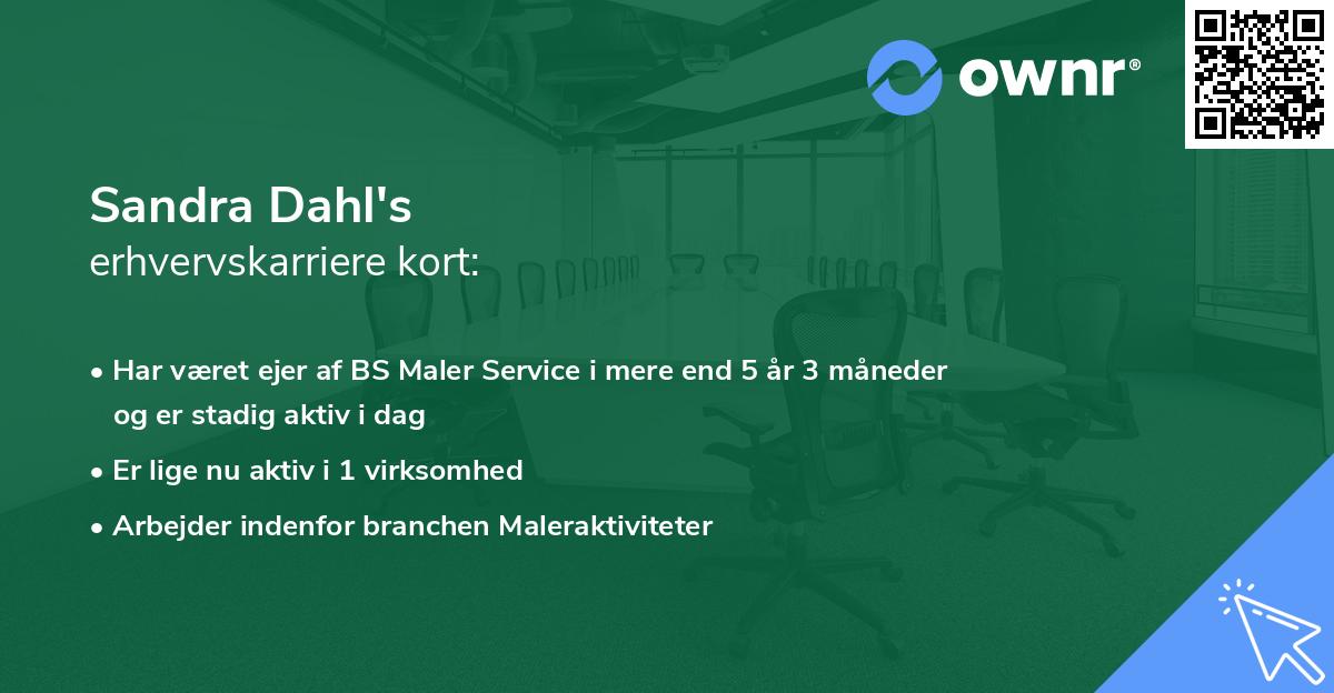 Sandra Dahl's erhvervskarriere kort