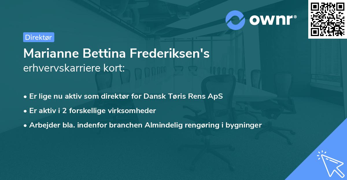 Marianne Bettina Frederiksen's erhvervskarriere kort