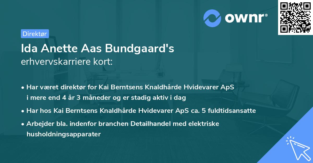 Ida Anette Aas Bundgaard's erhvervskarriere kort