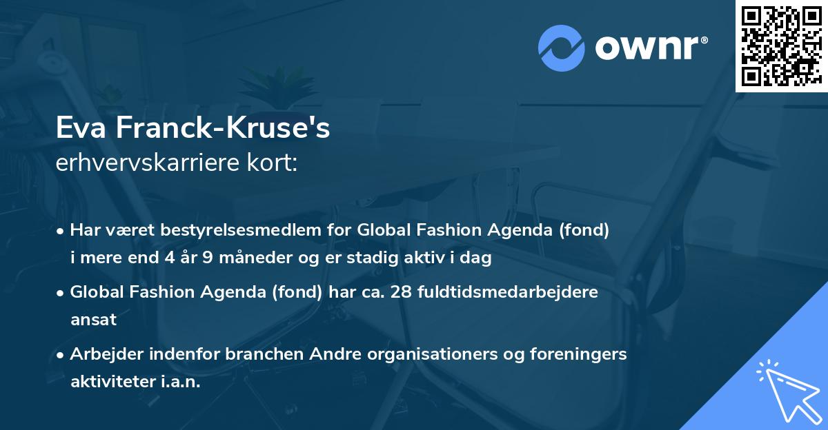 Eva Franck-Kruse's erhvervskarriere kort