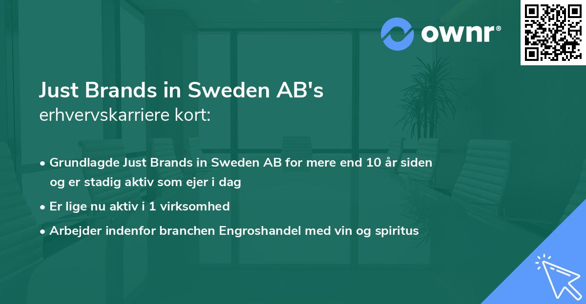 Just Brands in Sweden AB's erhvervskarriere kort