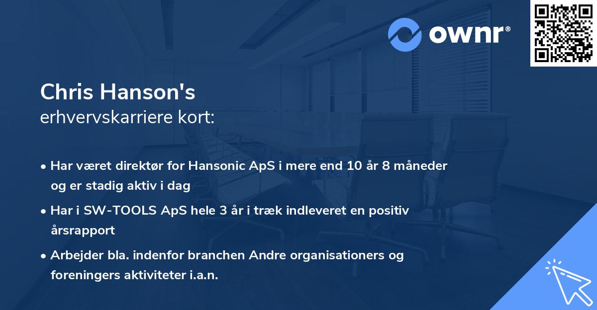 Chris Hanson's erhvervskarriere kort