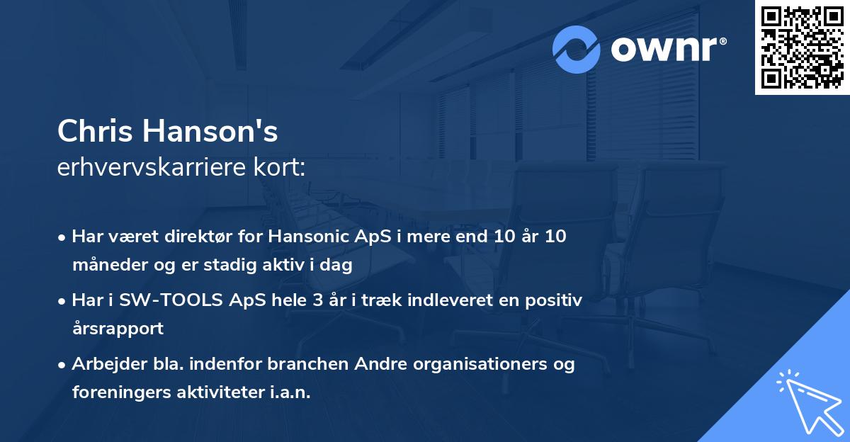 Chris Hanson's erhvervskarriere kort