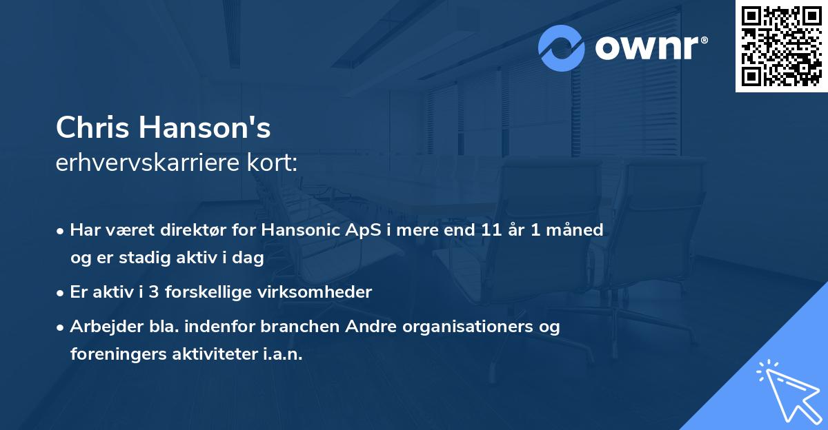 Chris Hanson's erhvervskarriere kort