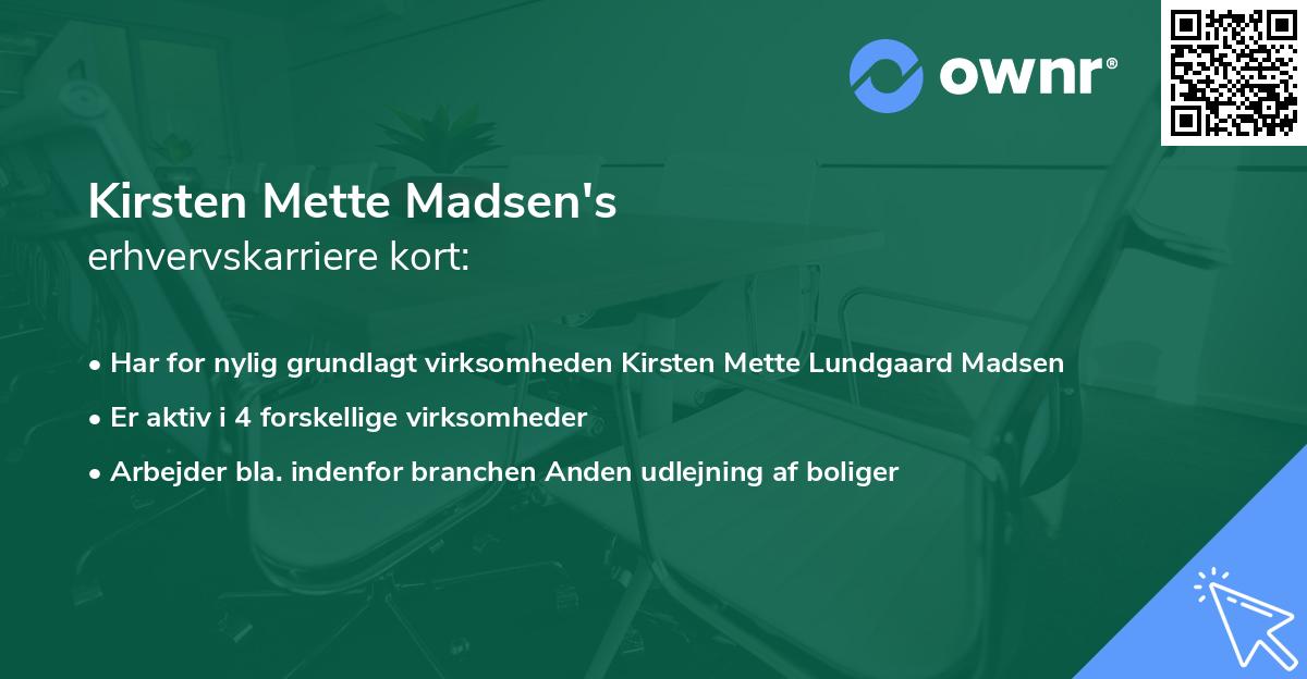 Kirsten Mette Madsen's erhvervskarriere kort