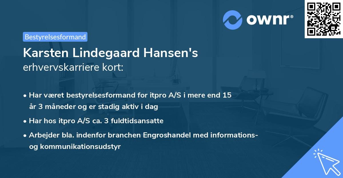 Karsten Lindegaard Hansen's erhvervskarriere kort