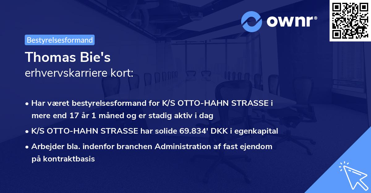Thomas Bie's erhvervskarriere kort