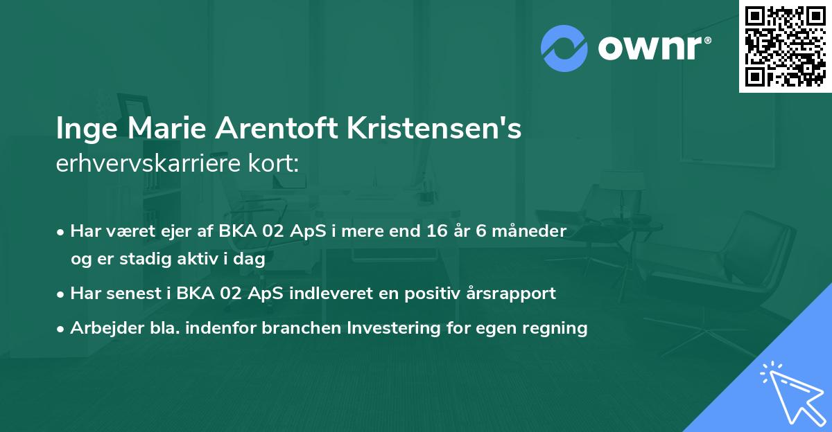 Inge Marie Arentoft Kristensen's erhvervskarriere kort