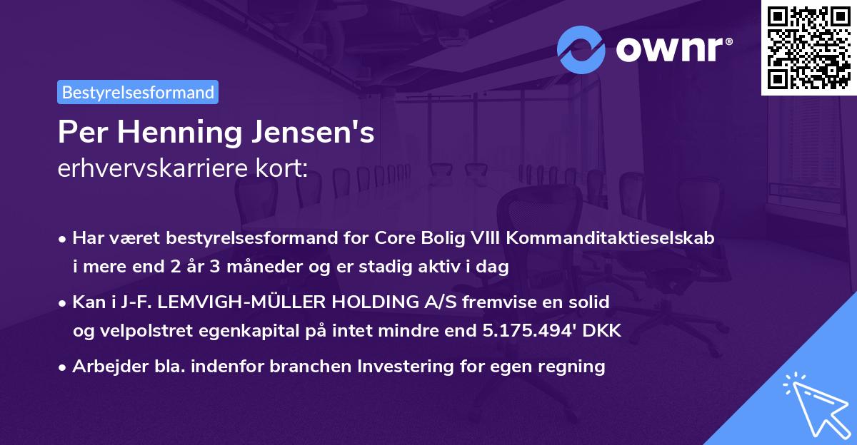 Per Henning Jensen's erhvervskarriere kort