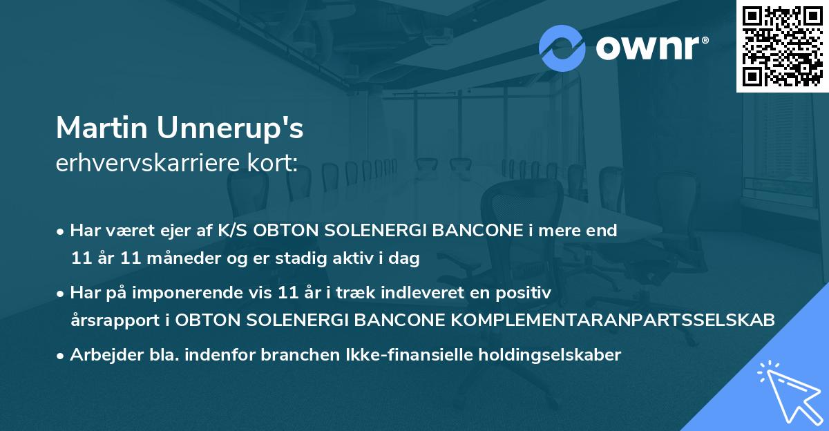 Martin Unnerup's erhvervskarriere kort