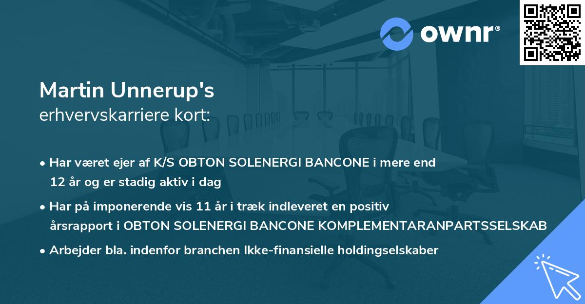 Martin Unnerup's erhvervskarriere kort