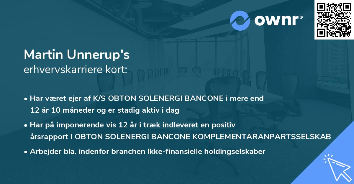 Martin Unnerup's erhvervskarriere kort