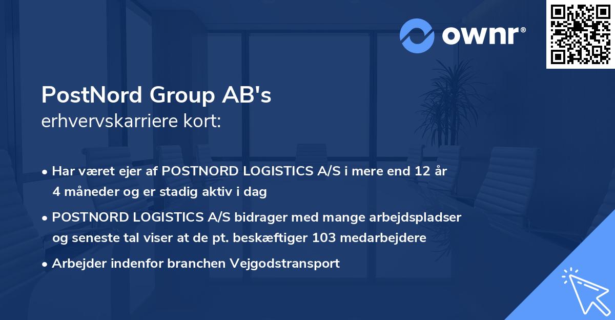 PostNord Group AB's erhvervskarriere kort