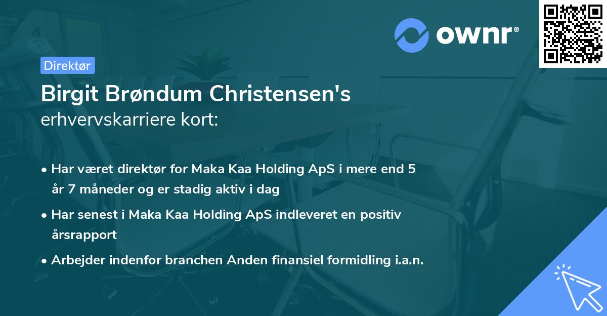 Birgit Brøndum Christensen's erhvervskarriere kort