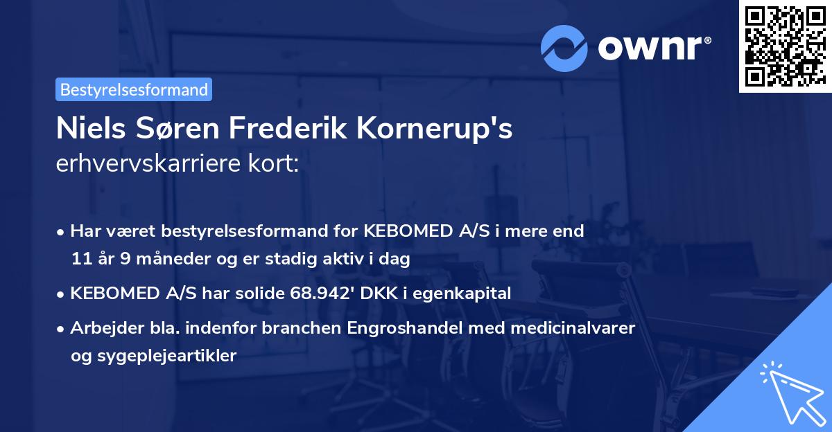 Niels Søren Frederik Kornerup's erhvervskarriere kort