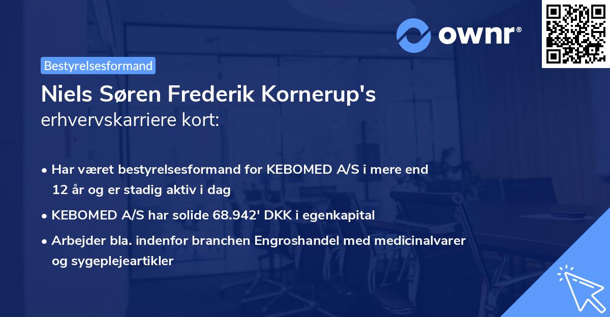 Niels Søren Frederik Kornerup's erhvervskarriere kort