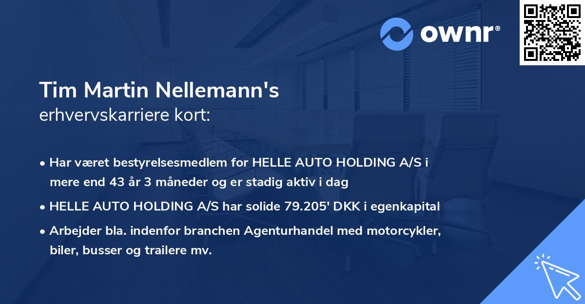 Tim Martin Nellemann's erhvervskarriere kort