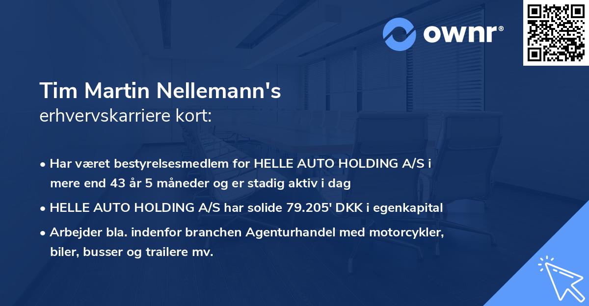 Tim Martin Nellemann's erhvervskarriere kort