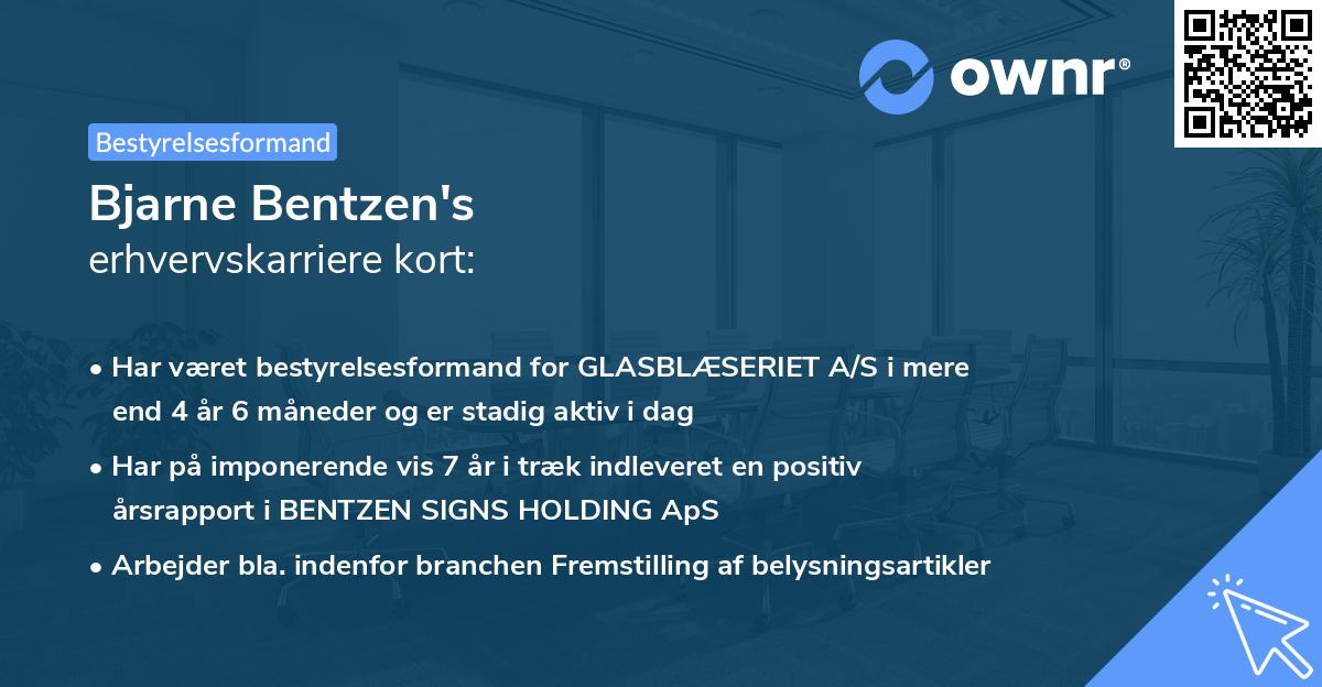 Bjarne Bentzen's erhvervskarriere kort