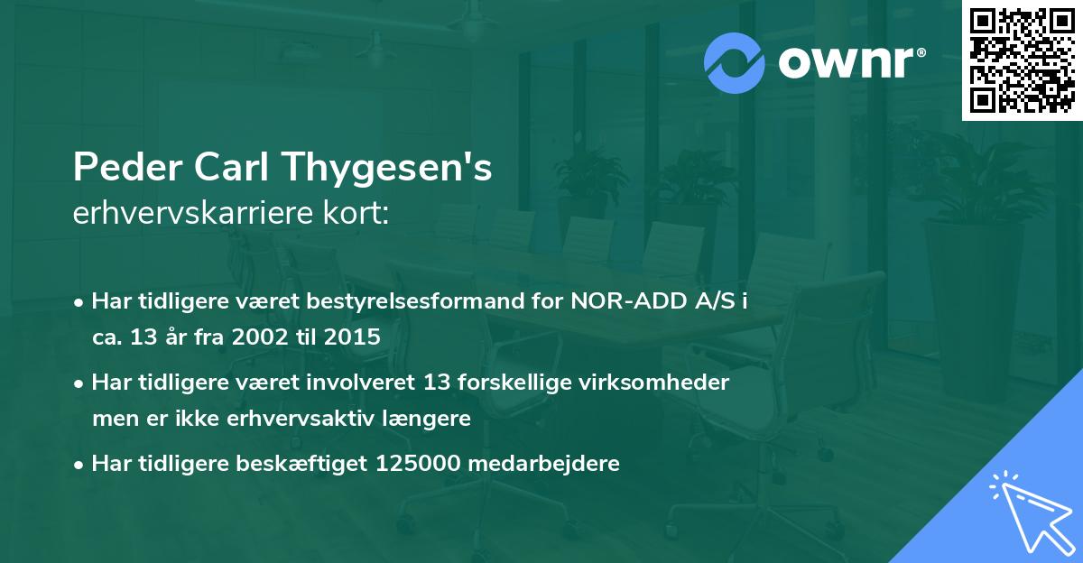 Peder Carl Thygesen's erhvervskarriere kort