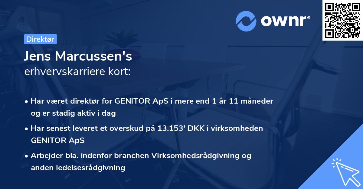Jens Marcussen's erhvervskarriere kort