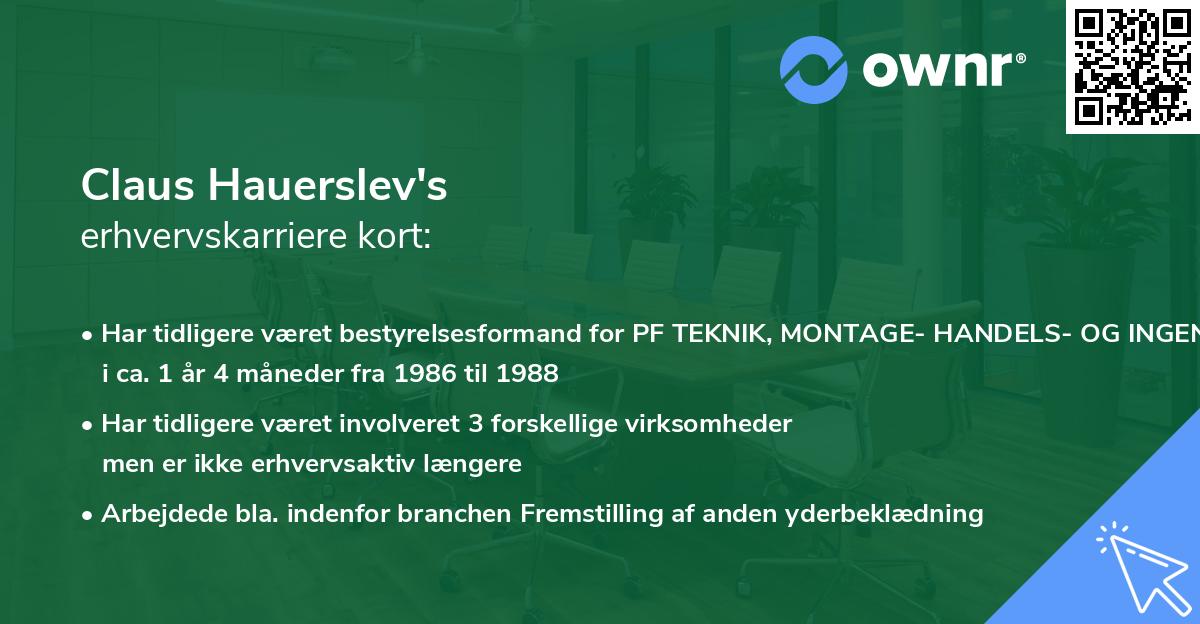 Claus Hauerslev's erhvervskarriere kort