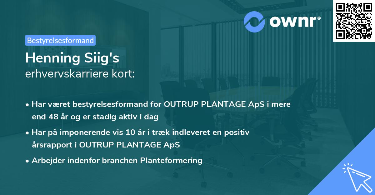 Henning Siig's erhvervskarriere kort