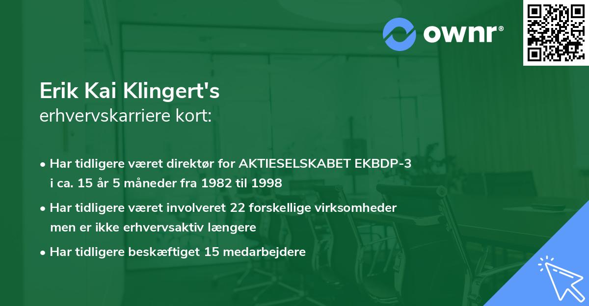 Erik Kai Klingert's erhvervskarriere kort
