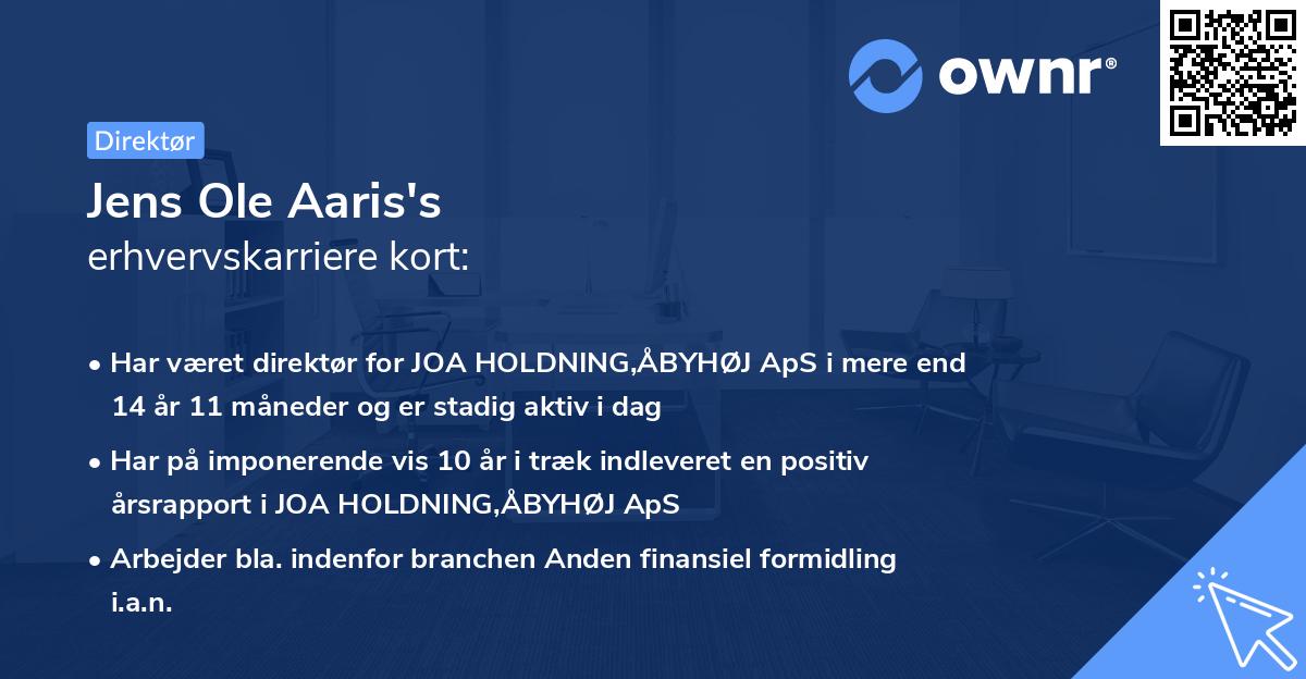 Jens Ole Aaris's erhvervskarriere kort
