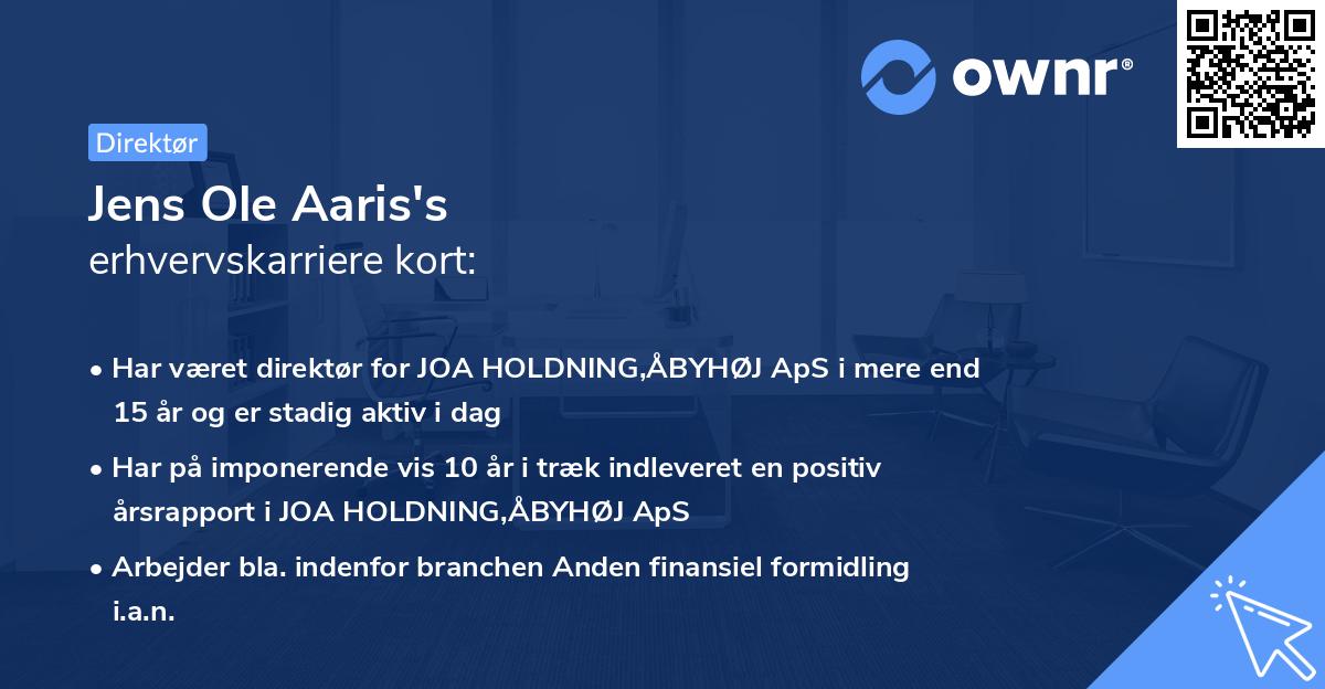 Jens Ole Aaris's erhvervskarriere kort